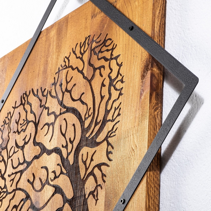 Wall decoration 54x54 cm tree wood/metal