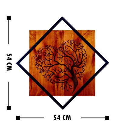 Wall decoration 54x54 cm tree wood/metal