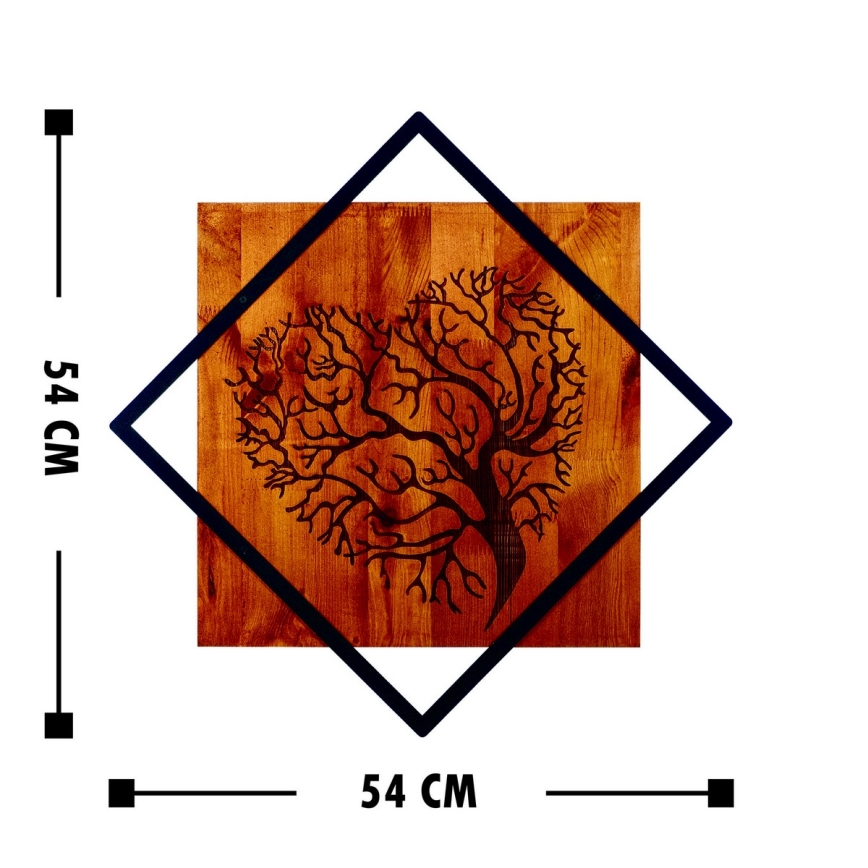 Wall decoration 54x54 cm tree wood/metal