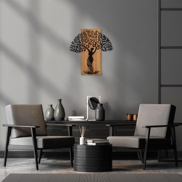 Wall decoration 54x58 cm tree wood/metal
