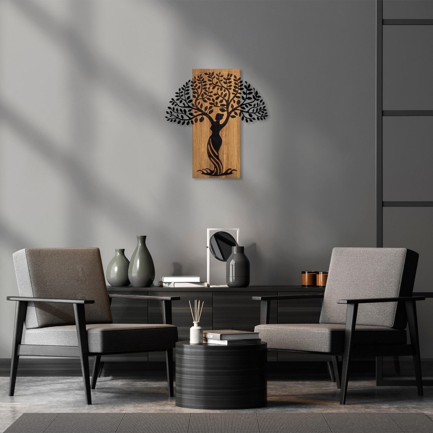 Wall decoration 54x58 cm tree wood/metal