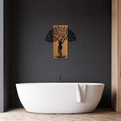 Wall decoration 54x58 cm tree wood/metal