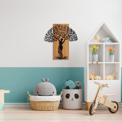 Wall decoration 54x58 cm tree wood/metal