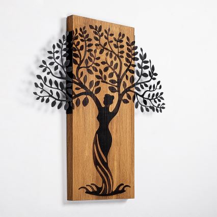 Wall decoration 54x58 cm tree wood/metal