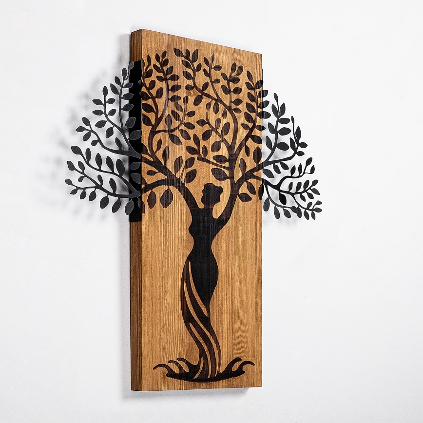 Wall decoration 54x58 cm tree wood/metal