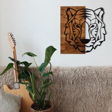 Wall decoration 56x58 cm tiger wood/metal