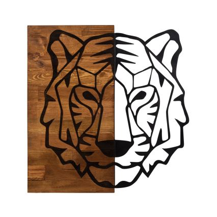 Wall decoration 56x58 cm tiger wood/metal