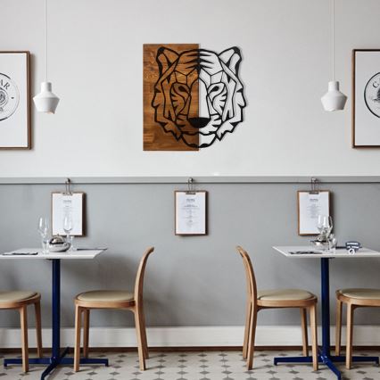 Wall decoration 56x58 cm tiger wood/metal