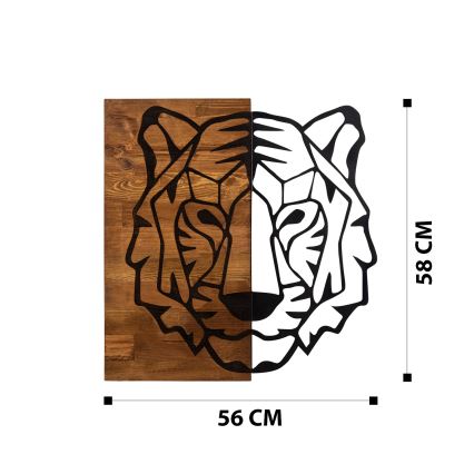 Wall decoration 56x58 cm tiger wood/metal