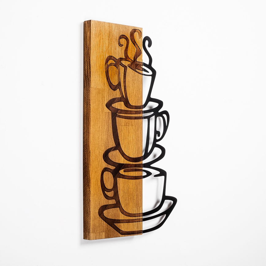 Wall decoration 58x34 cm cups wood/metal