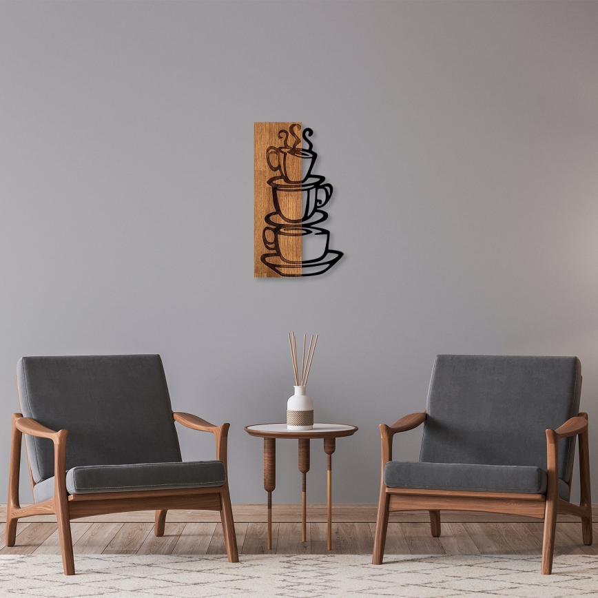 Wall decoration 58x34 cm cups wood/metal