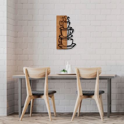 Wall decoration 58x34 cm cups wood/metal