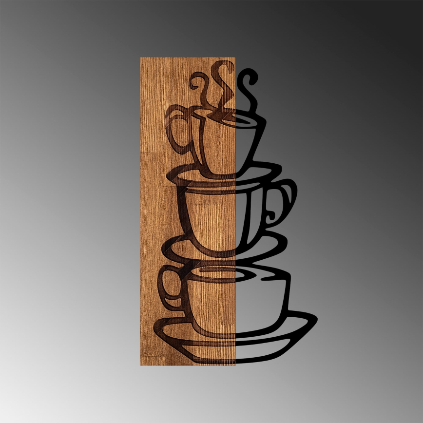 Wall decoration 58x34 cm cups wood/metal