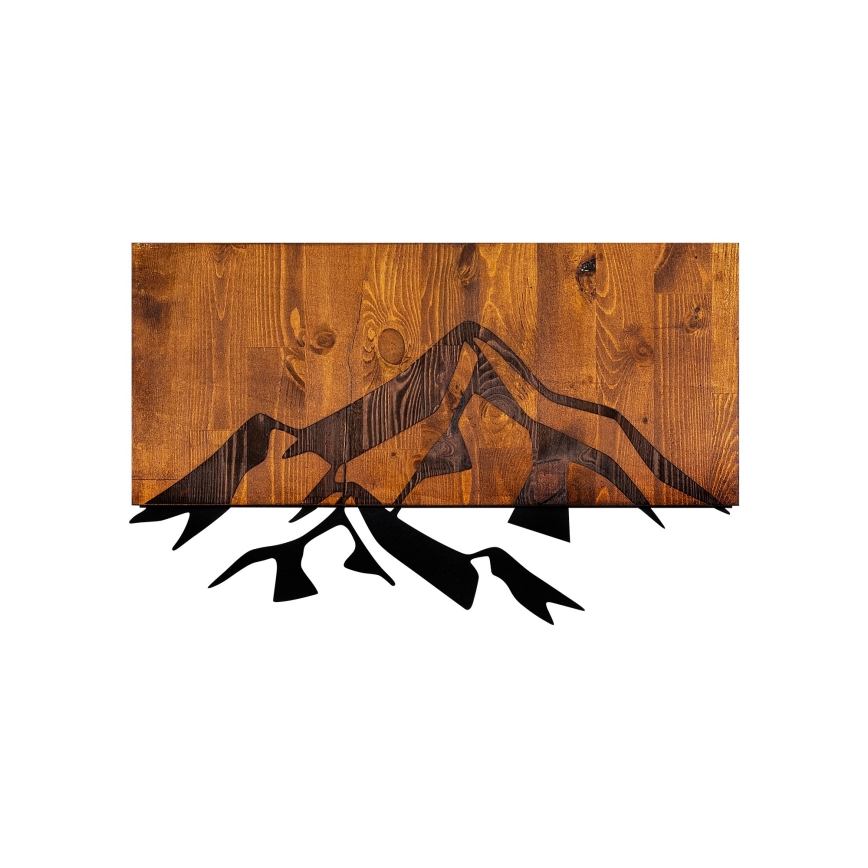 Wall decoration 58x36 cm mountains wood/metal