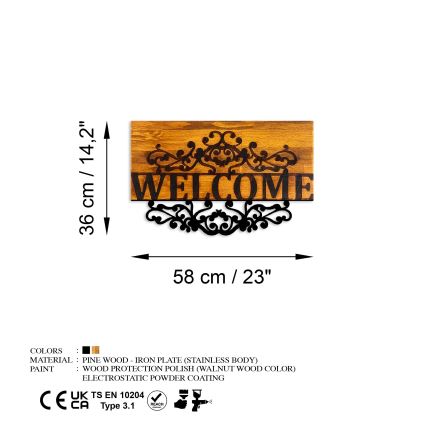 Wall decoration 58x36 cm welcome wood/metal