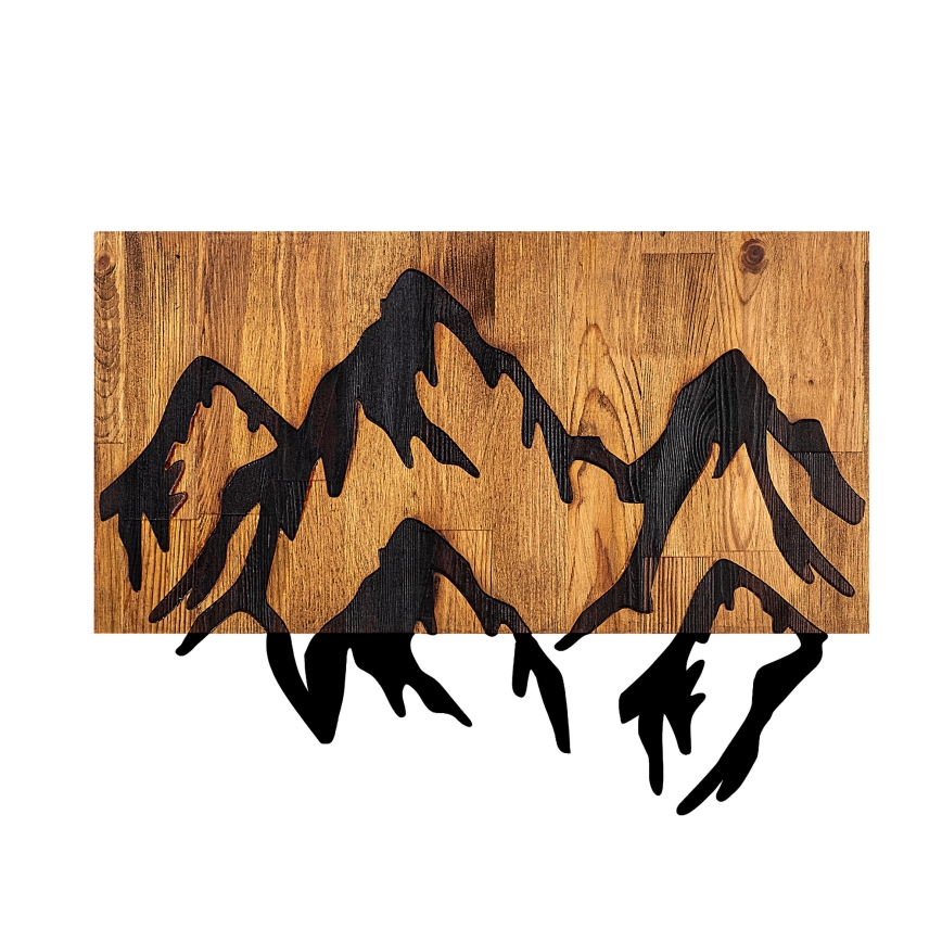 Wall decoration 58x44 cm mountains wood/metal