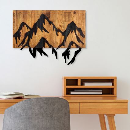 Wall decoration 58x44 cm mountains wood/metal