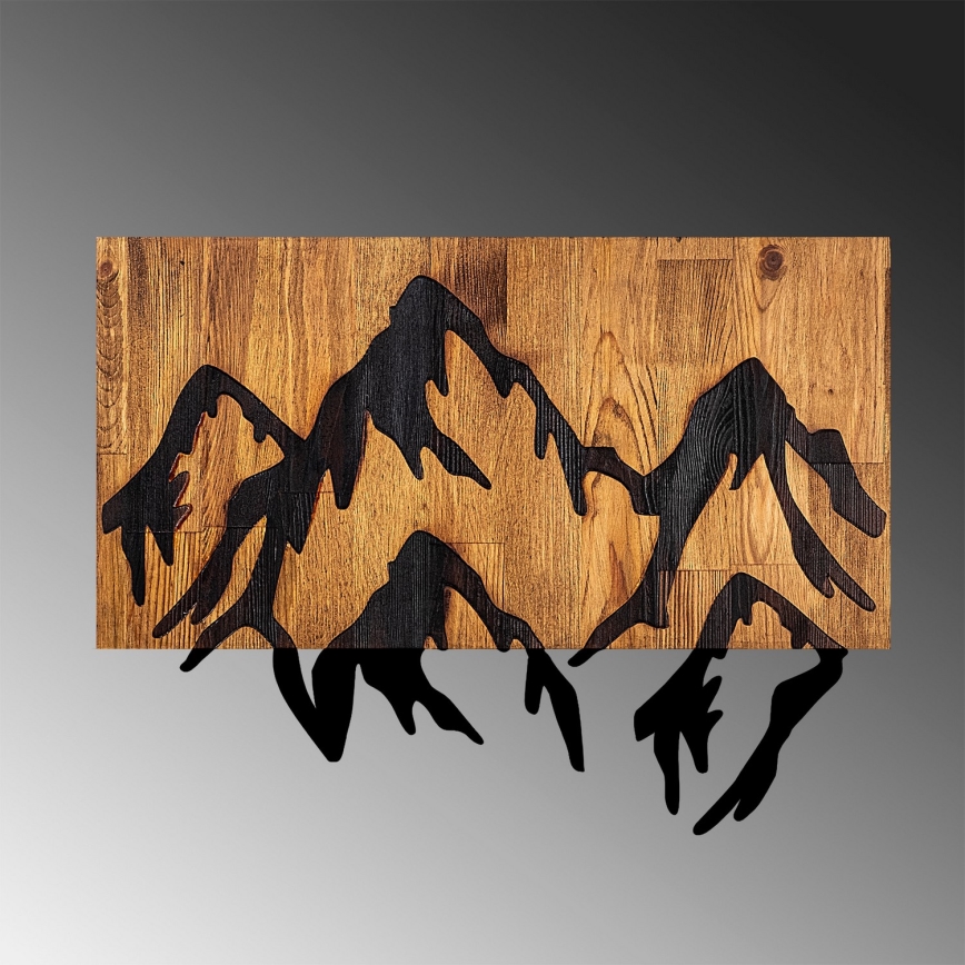 Wall decoration 58x44 cm mountains wood/metal