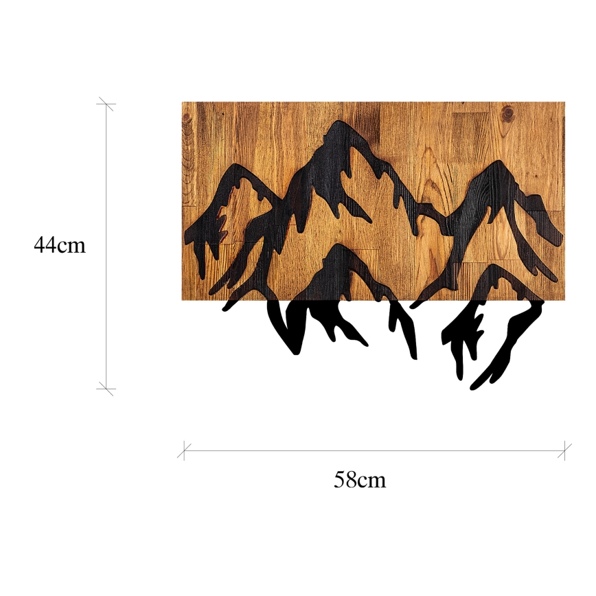 Wall decoration 58x44 cm mountains wood/metal