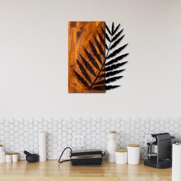 Wall decoration 58x50 cm leaf wood/metal