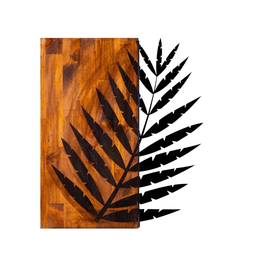 Wall decoration 58x50 cm leaf wood/metal