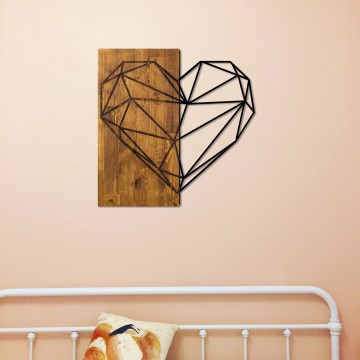 Wall decoration 58x58 cm heart wood/metal
