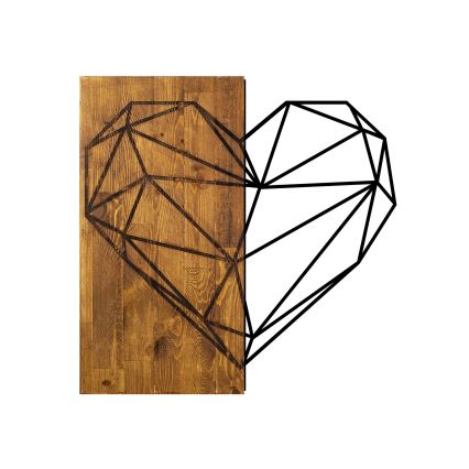 Wall decoration 58x58 cm heart wood/metal