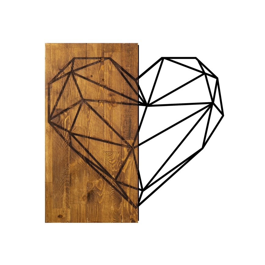 Wall decoration 58x58 cm heart wood/metal