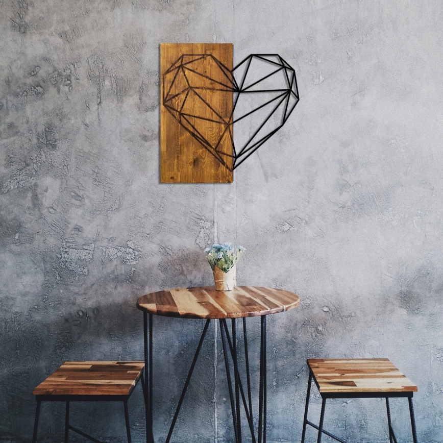 Wall decoration 58x58 cm heart wood/metal