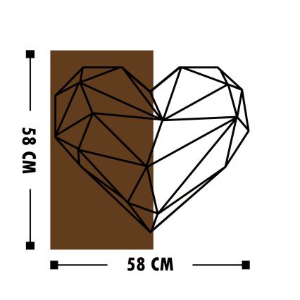 Wall decoration 58x58 cm heart wood/metal