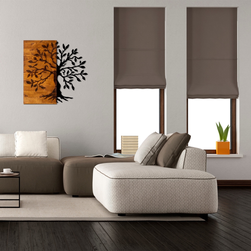 Wall decoration 58x58 cm tree wood/metal