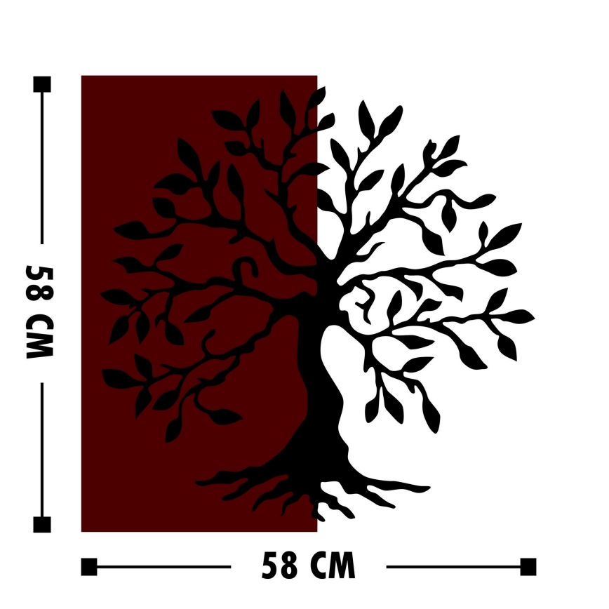 Wall decoration 58x58 cm tree wood/metal