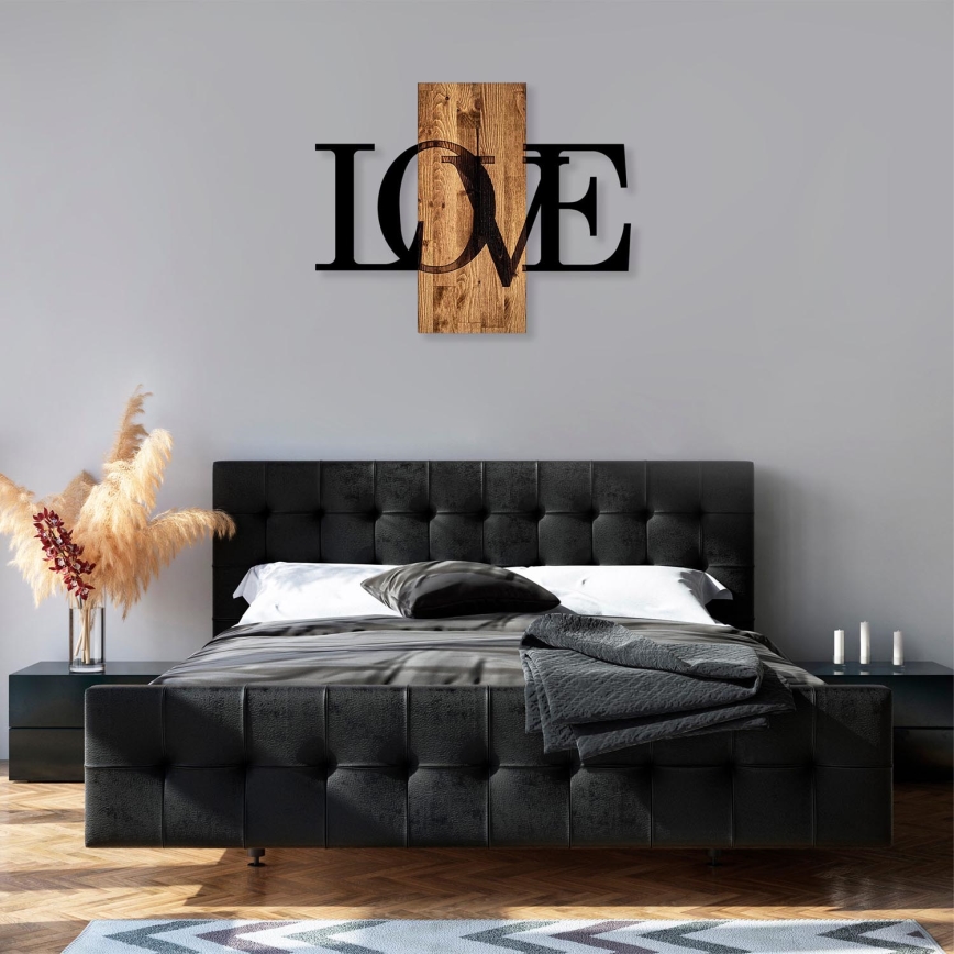 Wall decoration 58x73 cm love wood/metal