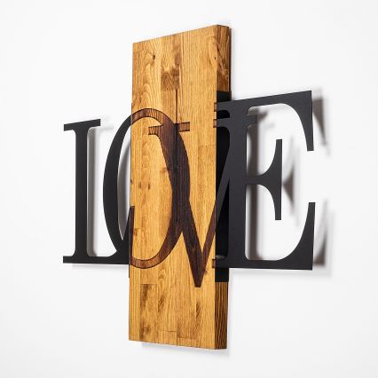 Wall decoration 58x73 cm love wood/metal