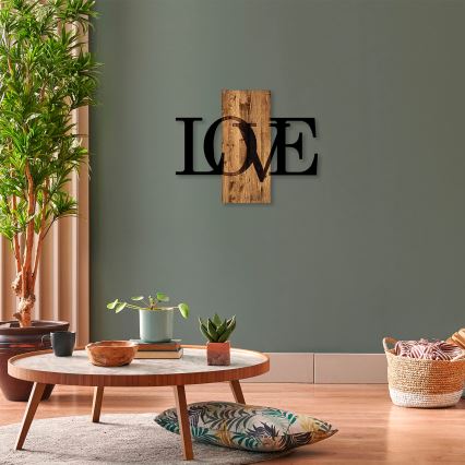 Wall decoration 58x73 cm love wood/metal