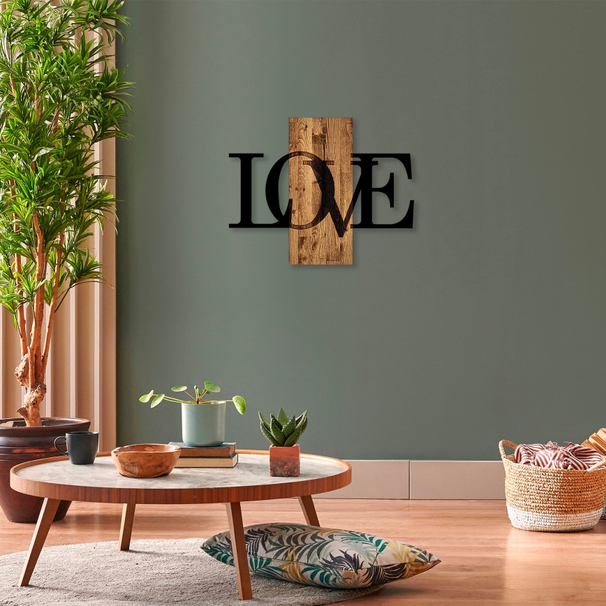 Wall decoration 58x73 cm love wood/metal