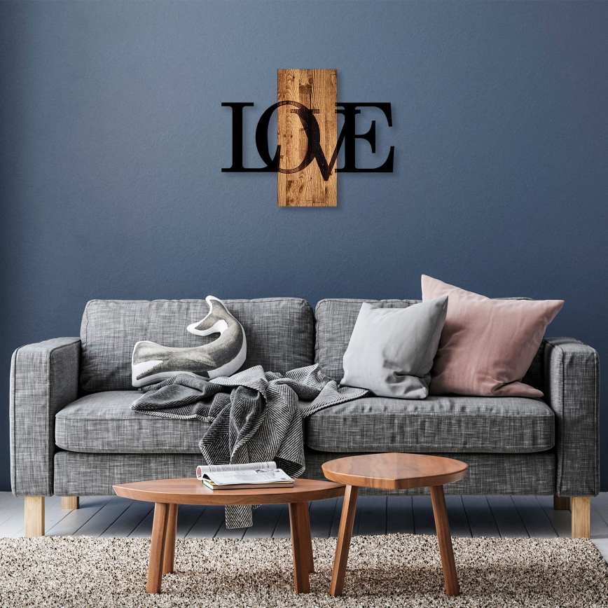 Wall decoration 58x73 cm love wood/metal
