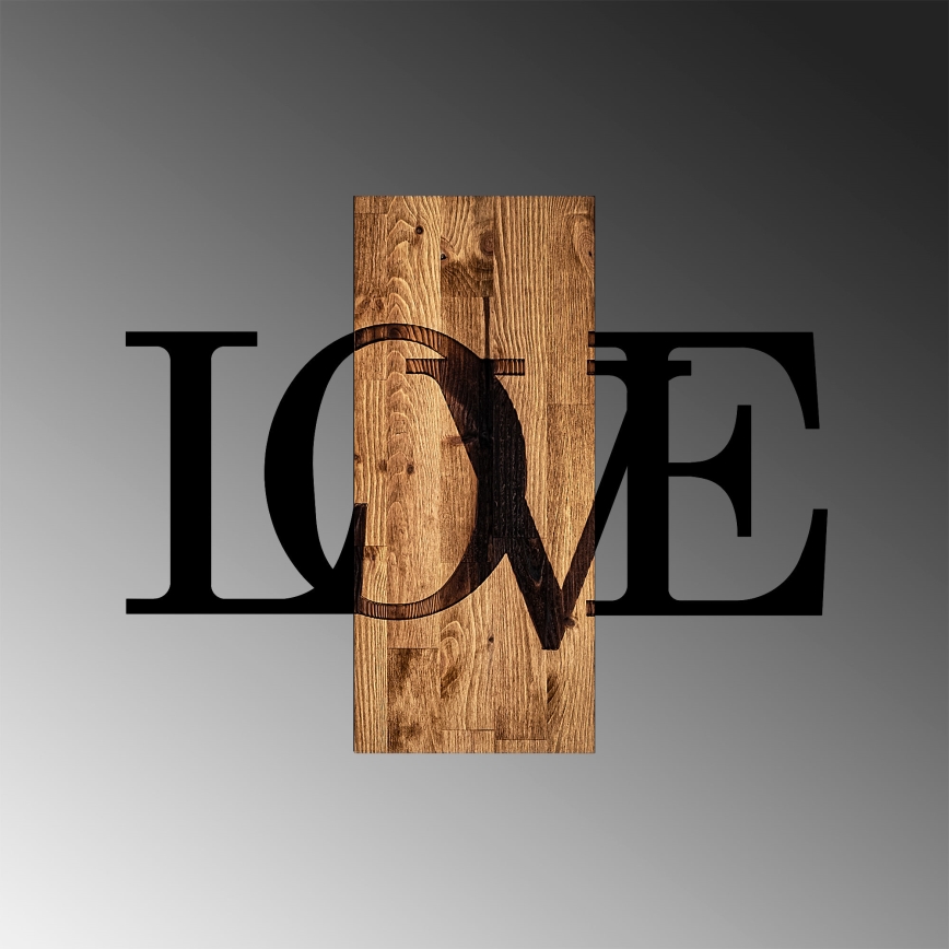 Wall decoration 58x73 cm love wood/metal