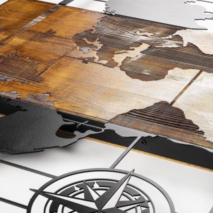 Wall decoration 58x85 cm map wood/metal