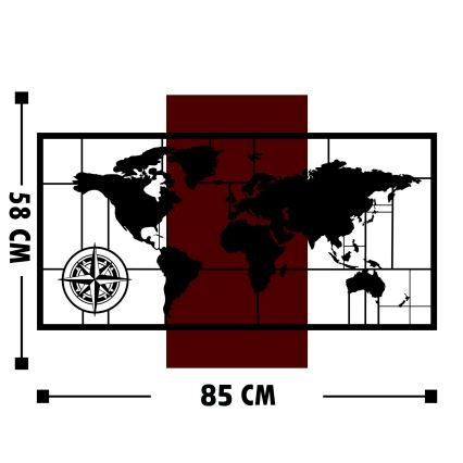 Wall decoration 58x85 cm map wood/metal