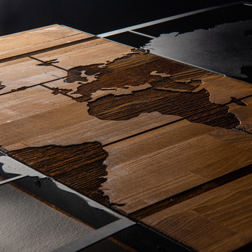 Wall decoration 58x85 cm map wood/metal