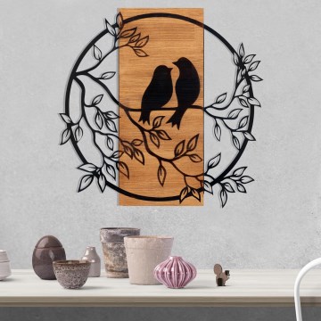 Wall decoration 59,5x58,x5 cm birds wood/metal