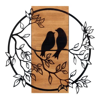 Wall decoration 59,5x58,x5 cm birds wood/metal