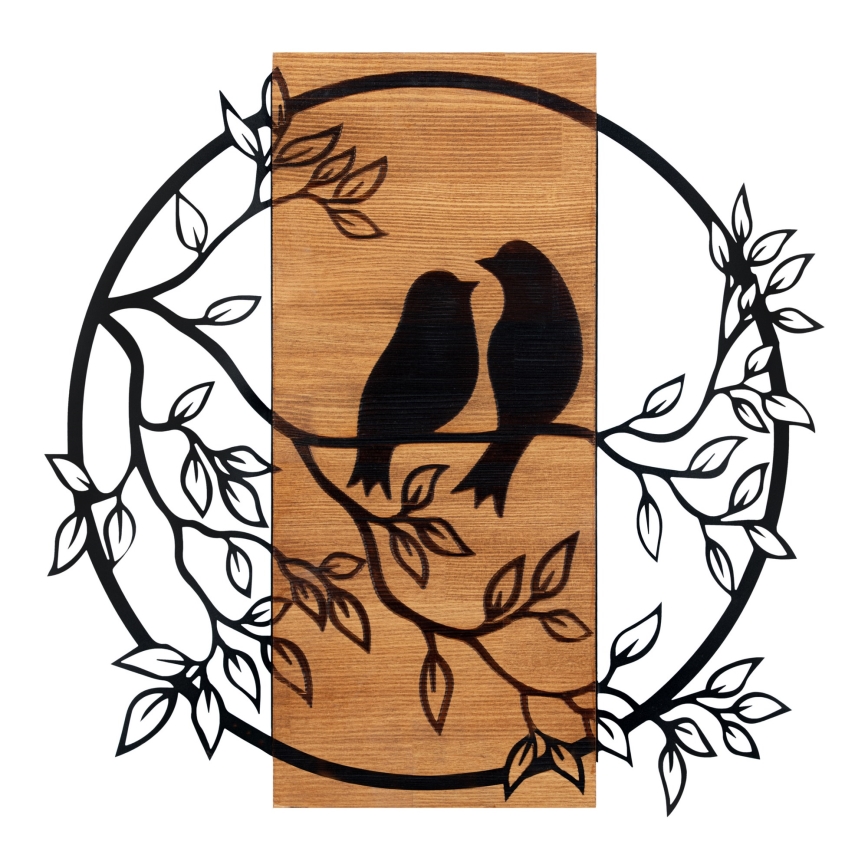 Wall decoration 59,5x58,x5 cm birds wood/metal