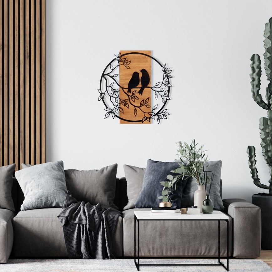 Wall decoration 59,5x58,x5 cm birds wood/metal