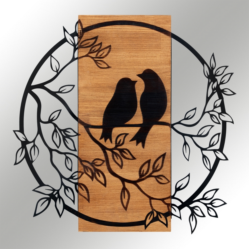 Wall decoration 59,5x58,x5 cm birds wood/metal