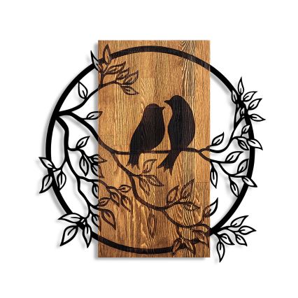 Wall decoration 59x57 cm birds wood/metal