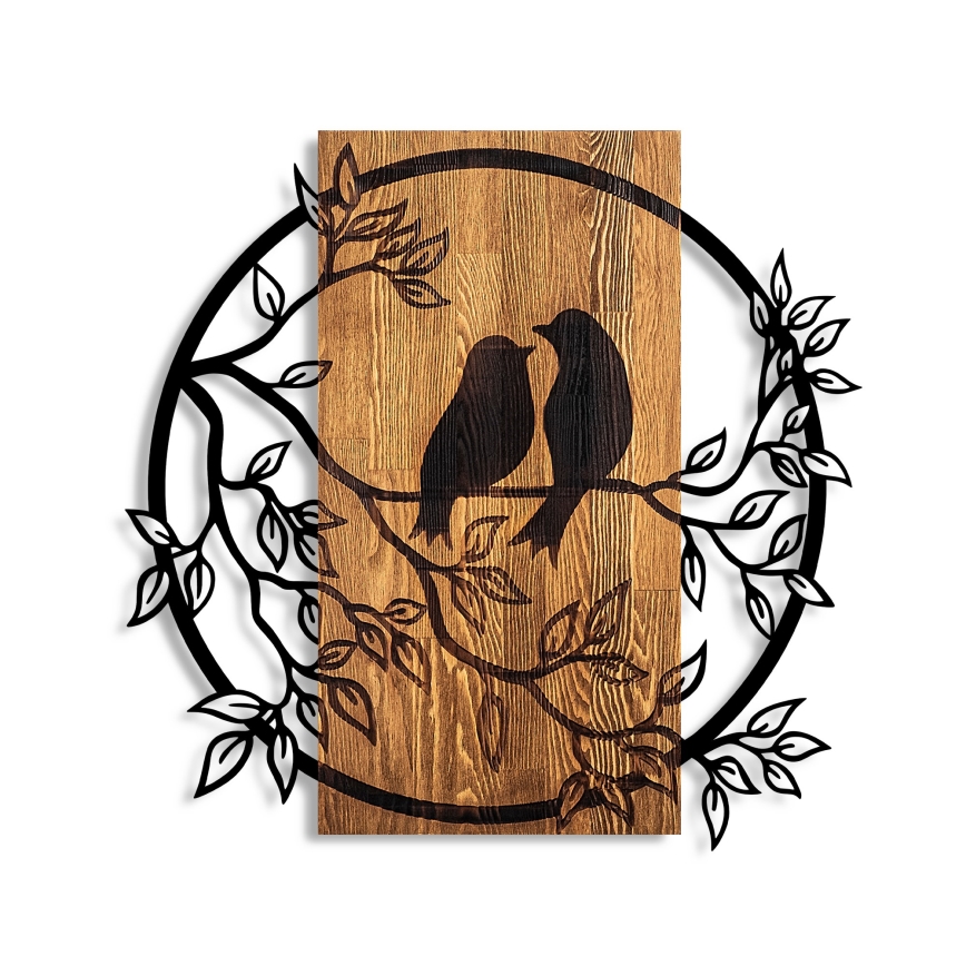 Wall decoration 59x57 cm birds wood/metal