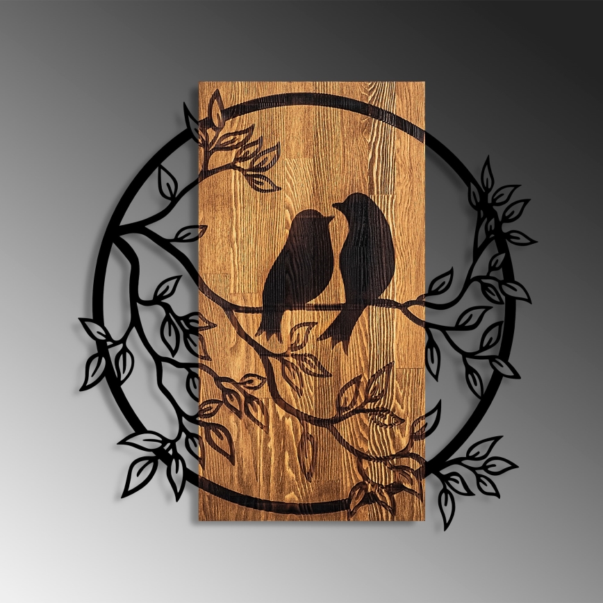 Wall decoration 59x57 cm birds wood/metal