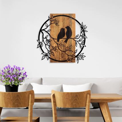 Wall decoration 59x57 cm birds wood/metal